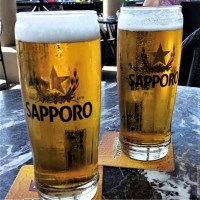 nicely poured draft beers selection at the bar at symposium cafe