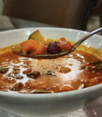 cobourg restaurant lunch offering home made vegetarian soup tuscan bean at symposium cafe