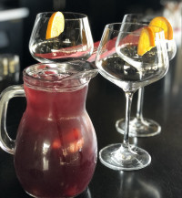 cobourg restaurant bar red wine sangria pitcher cocktail at symposium cafe